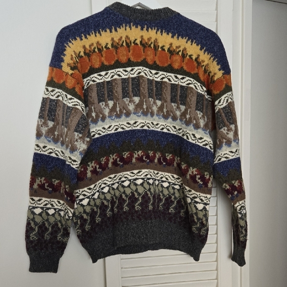 Vintage Women's Multicolor Wool Cotton Patterned Sweater Cottagecore Warm size M - Picture 5 of 14